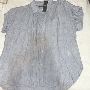 Ralph Lauren Striped Navy Blouse, Size Large